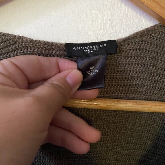 Ann Taylor Factory Cardigan Women's XS Open Ruffle Front Green - Picture 3 of 5